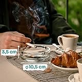 6 Aschenbecher Rund für Draussen aus Hitzebeständigem Glas 11cm | Stapelbar| Mit 4 Ablagestellen | Spülmaschinenfest - 2