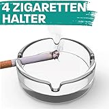 6 Aschenbecher Rund für Draussen aus Hitzebeständigem Glas 11cm | Stapelbar| Mit 4 Ablagestellen | Spülmaschinenfest - 6
