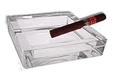 Lifestyle-Ambiente Glas Zigarren Aschenbecher 15x15cm inkl Tastingbogen neues Modell mit 4 Ablagen
