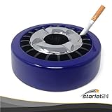 Starlet24® Gluttöter Aschenbecher für draußen Windaschenbecher Ascher stabil rund flach – Blau - 7