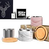 SEA or STAR Keramischer Aschenbecher mit winddichtem Deckel für Zuhause oder im Freien Aschenbecher für Zigaretten（rosa） - 6