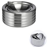 Land-Haus-Shop® Edelstahl Aschenbecher mit Deckel, Windascher mit Klappdeckel Windaschenbecher 11,8 cm Durchmesser - 2