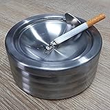 Land-Haus-Shop® Edelstahl Aschenbecher mit Deckel, Windascher mit Klappdeckel Windaschenbecher 11,8 cm Durchmesser - 3