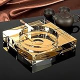Rollsnownow Gold Kristall Glas Aschenbecher kreative Persönlichkeit Geschenk Außendurchmesser 13 * 13 * 3 cm, Innendurchmesser 9 * 9 * 1,8 cm - 3