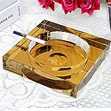 Rollsnownow Gold Kristall Glas Aschenbecher kreative Persönlichkeit Geschenk Außendurchmesser 13 * 13 * 3 cm, Innendurchmesser 9 * 9 * 1,8 cm - 4