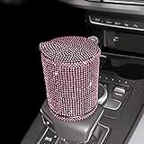 Bling Auto Aschenbecher,MoreChioce Glitzer Strass Zigarettenaschenbecher Tragbare LED Aschenbecher Rauchfreier Zylinder Getränkehalter Winddichter Zigarettenaschenbecher mit Deckel,Rosa - 6