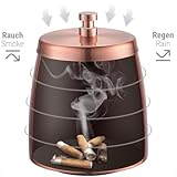 ecooe Windaschenbecher mit Deckel Edelstahl/Dicker Aschenbecher Groß Wind- und Regensicher für Draußen & Innen/Tischaschenbecher mit Rutschfestem Basis Farbe Kupfer - 2