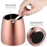 ecooe Windaschenbecher mit Deckel Edelstahl/Dicker Aschenbecher Groß Wind- und Regensicher für Draußen & Innen/Tischaschenbecher mit Rutschfestem Basis Farbe Kupfer - 3
