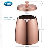 ecooe Windaschenbecher mit Deckel Edelstahl/Dicker Aschenbecher Groß Wind- und Regensicher für Draußen & Innen/Tischaschenbecher mit Rutschfestem Basis Farbe Kupfer - 5
