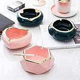Aschenbecher aus Keramik, winddicht und leicht zu reinigen, Aschenbecher für Zuhause, Büro, drinnen und draußen, Rosa, 1 Stück - 3