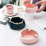 Aschenbecher aus Keramik, winddicht und leicht zu reinigen, Aschenbecher für Zuhause, Büro, drinnen und draußen, Rosa, 1 Stück - 4