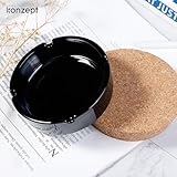 Aschenbecher für draussen Schwarz 11cm | 12 Stück Glasaschenbecher | Aschenbecher aus Glas Höhe 3,5 cm spülmaschinenfest Gastrobedarf - 6