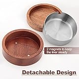 Aschenbecher mit Deckel, Hölzern Aschenbecher für Draussen Innen, Winddichter Geruchssicherer Aschenbecher mit Edelstahleinsatz, Desktop-Aschenbecher Ashtray für Home Office Balkon Partys Gartenbar - 4