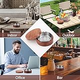 Aschenbecher mit Deckel, Hölzern Aschenbecher für Draussen Innen, Winddichter Geruchssicherer Aschenbecher mit Edelstahleinsatz, Desktop-Aschenbecher Ashtray für Home Office Balkon Partys Gartenbar - 6