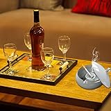 Mecctuck Aschenbecher, Keramik Aschenbecher, Keramik Aschenbecher mit Deckel, Zigarrenaschenbecher, Winddichter Aschenbecher, Aschenbecher für Balkon/Zuhause/Terrasse/Büro Dekoration(Grau) - 5