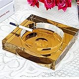 Rollsnownow Gold Kristall Glas Aschenbecher kreative Persönlichkeit Geschenk Außendurchmesser 15 * 15 * 3 cm, Innendurchmesser 11 * 11 * 2 cm - 4