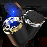 Surakey Auto Aschenbecher mit Deckel & Blaue LED Licht, Tragbarer Edelstahl Fahrzeug Rauchfreien Aschenbecher Zigarette mit LED Beleuchtet für Autotassenhalter Vans Haus Büro Outdoor Camping,Lila - 6