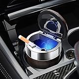 LLDDSS Auto Aschenbecher. Auto-Aschenbecher mit LED-Lichtern mit Cover Creative Persönlichkeit bedeckte Auto in der Auto-Multifunktionsauto-Lieferung (Color Name : Carbon Fiber Pattern) - 4