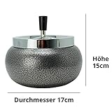 kogu Schleuderascher Aschenbecher Jumbo bauchig 17cm (Chrom/Steinlack) - 5