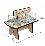 DanDiBo Schnapsbrett 20 cm mit Gravur Stammtisch mit 6 Gläser Schnapslatte Schnapsleiste - 2