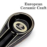 CIGARLOONG Zigarren Aschenbecher Single Classic Ceramic Aschenbecher Außen- oder Innenbereich(Kolorit:Black) - 3
