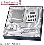 SILBERKANNE Taschenaschenbecher Taschenascher 6,5x5x1,5 cm Premium Silber Plated edel versilbert in Top Verarbeitung - 8